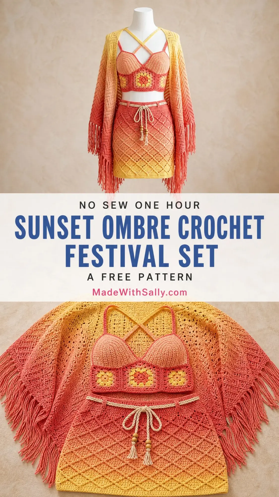 Sunset Ombre Crochet Festival Set Free Crochet Pattern