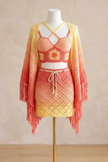 Sunset Ombre Crochet Festival Set Free Crochet Pattern