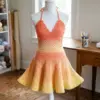 Sunset Ombre Summer Halter Dress Free Crochet Pattern