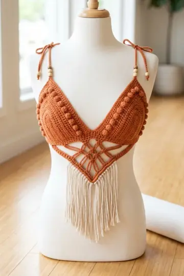 Terracotta Boho Bralette Free Crochet Pattern