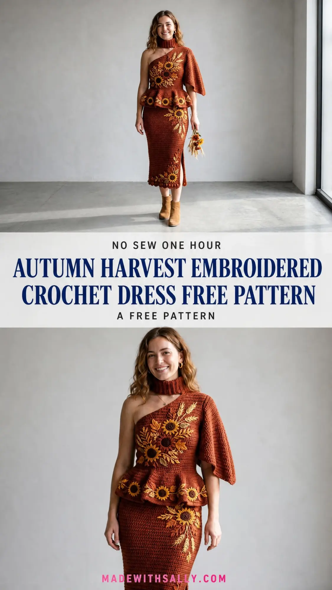 Autumn Harvest Embroidered Crochet Dress Free Pattern