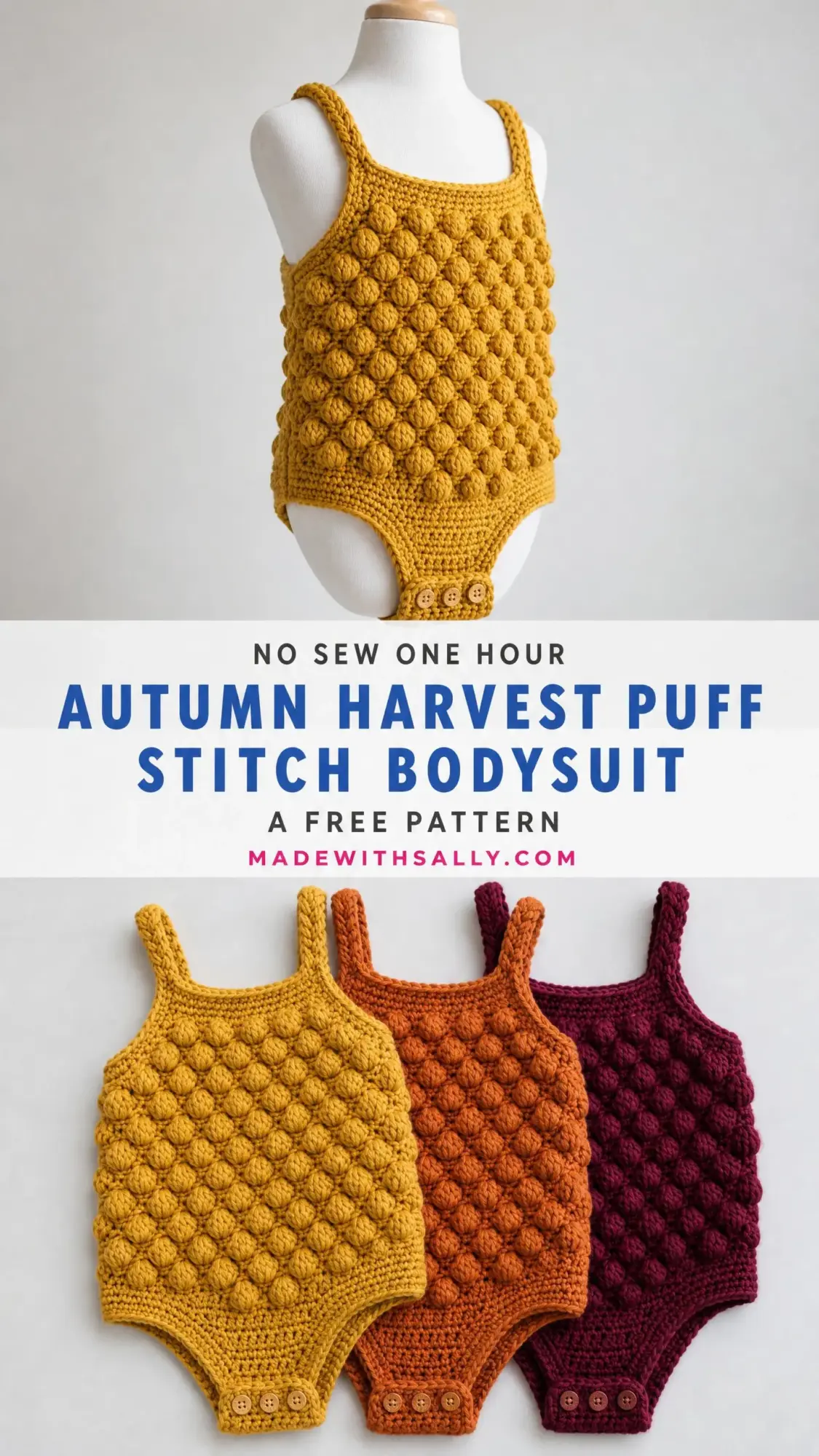 Autumn Harvest Puff Stitch Bodysuit Free Pattern