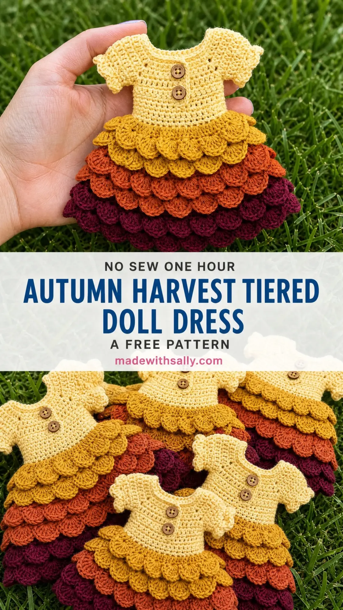 Autumn Harvest Tiered Doll Dress Free Crochet Pattern