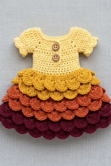 Autumn Harvest Tiered Doll Dress Free Crochet Pattern