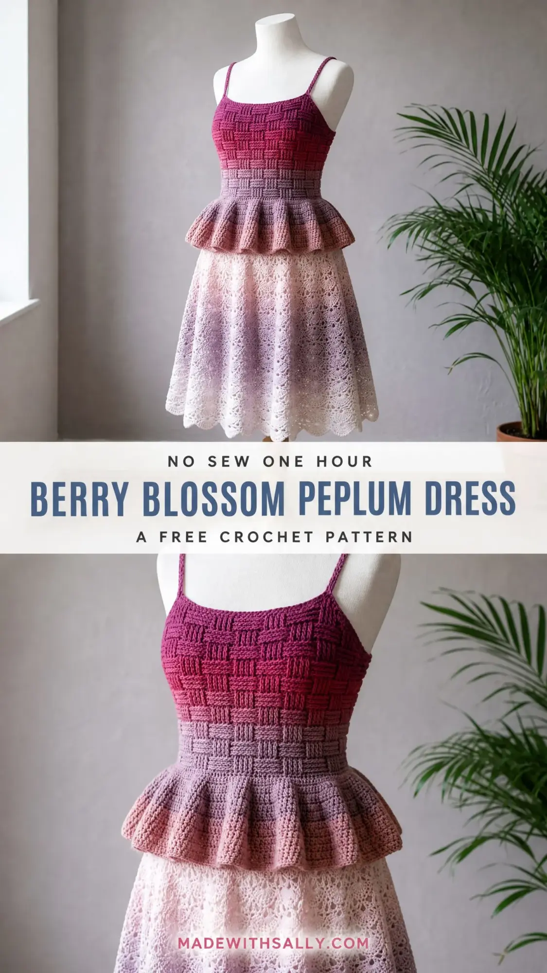 Berry Blossom Peplum Dress Free Crochet Pattern