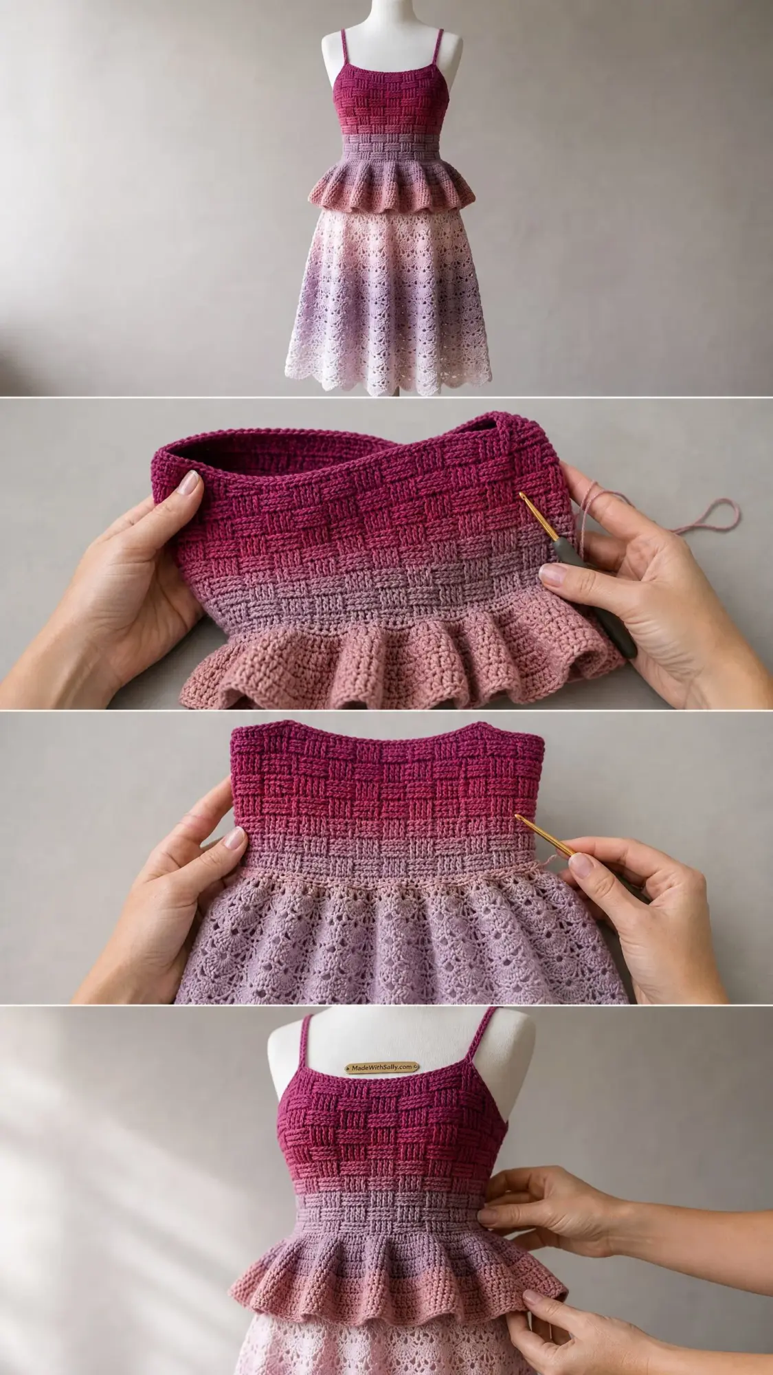 Berry Blossom Peplum Dress Free Crochet Pattern
