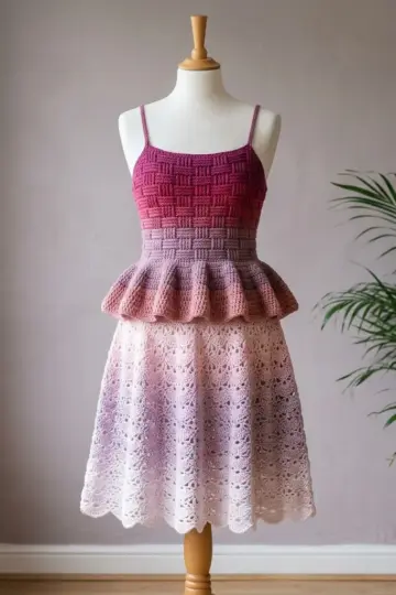 Berry Blossom Peplum Dress Free Crochet Pattern