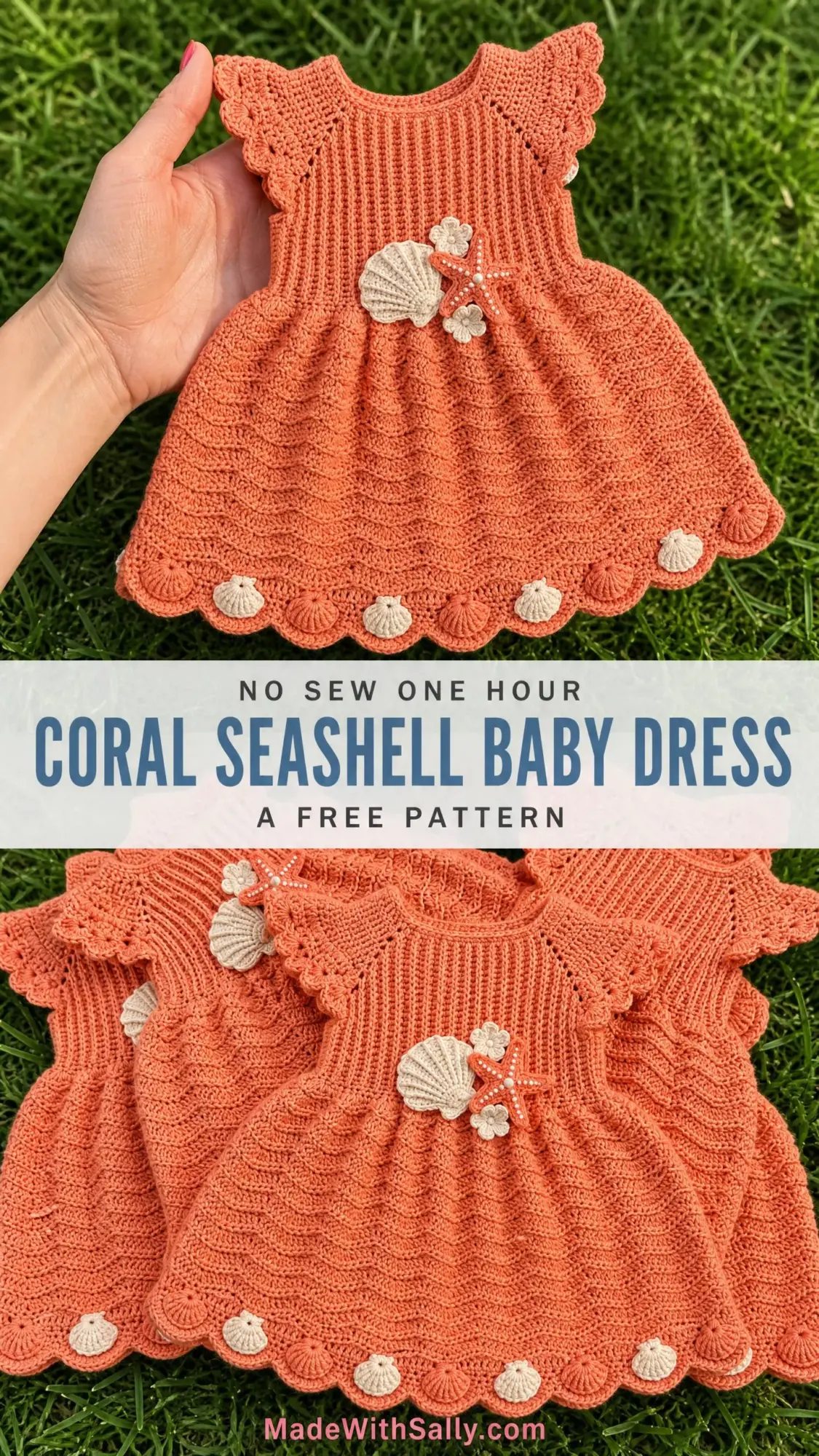 Coral Seashell Baby Dress Free Crochet Pattern