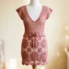 Dusty Rose Boho Mini Dress Free Crochet Pattern