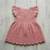 Dusty Rose Monochrome Baby Dress Free Crochet Pattern