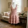 Dusty Rose Romantic Tiered Dress Free Crochet Pattern