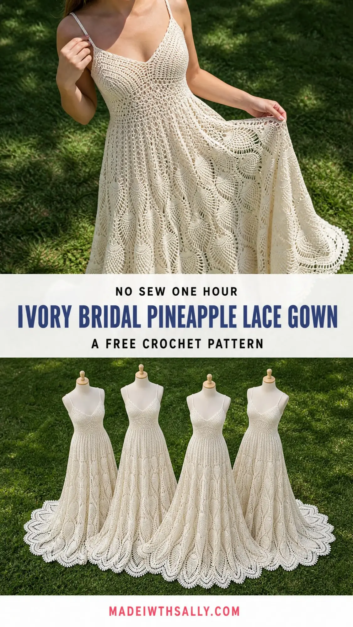 Ivory Bridal Pineapple Lace Gown Free Crochet Pattern