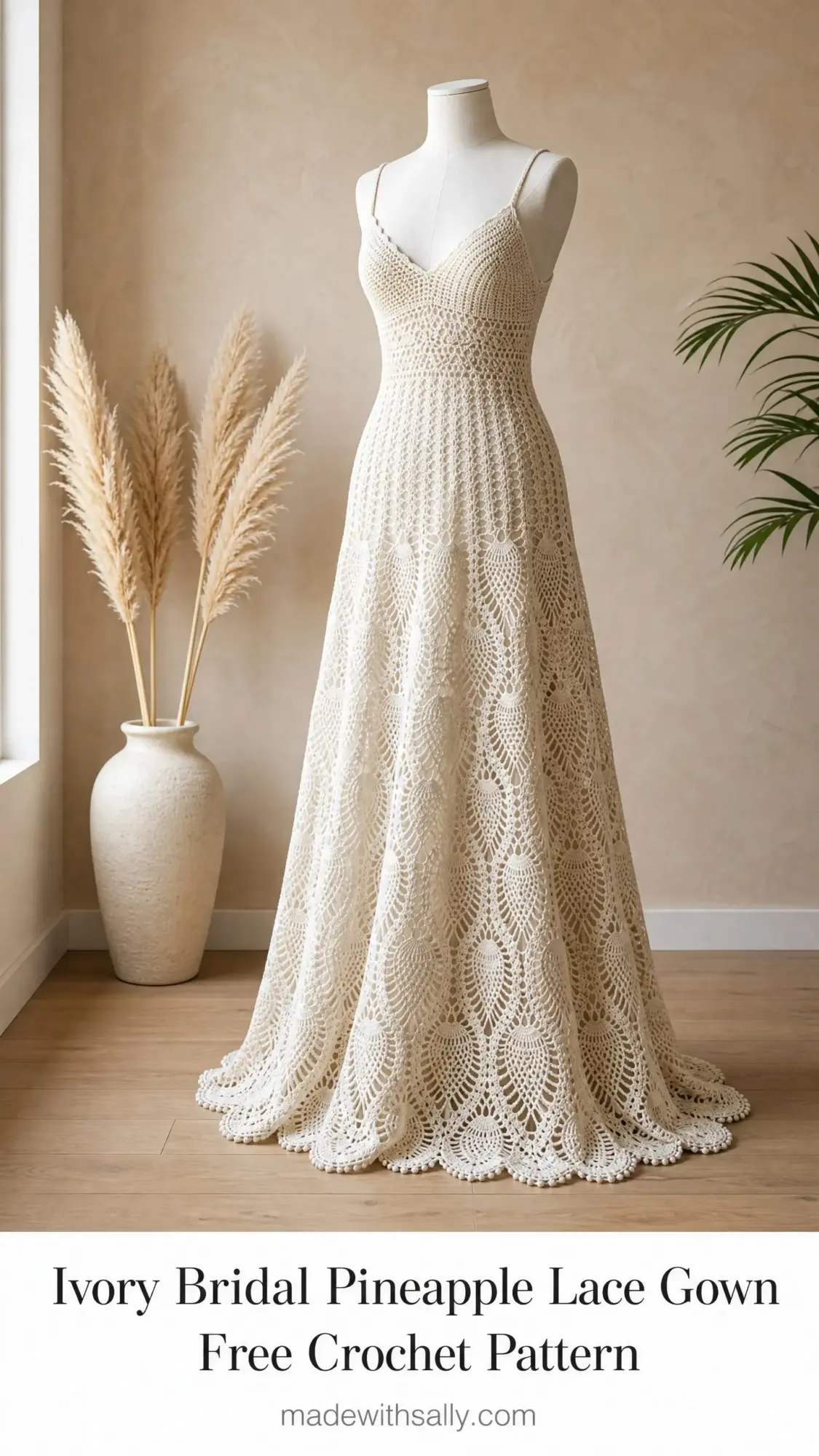 Ivory Bridal Pineapple Lace Gown Free Crochet Pattern
