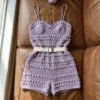 Lavender Bobble Stitch Romper Free Crochet Pattern