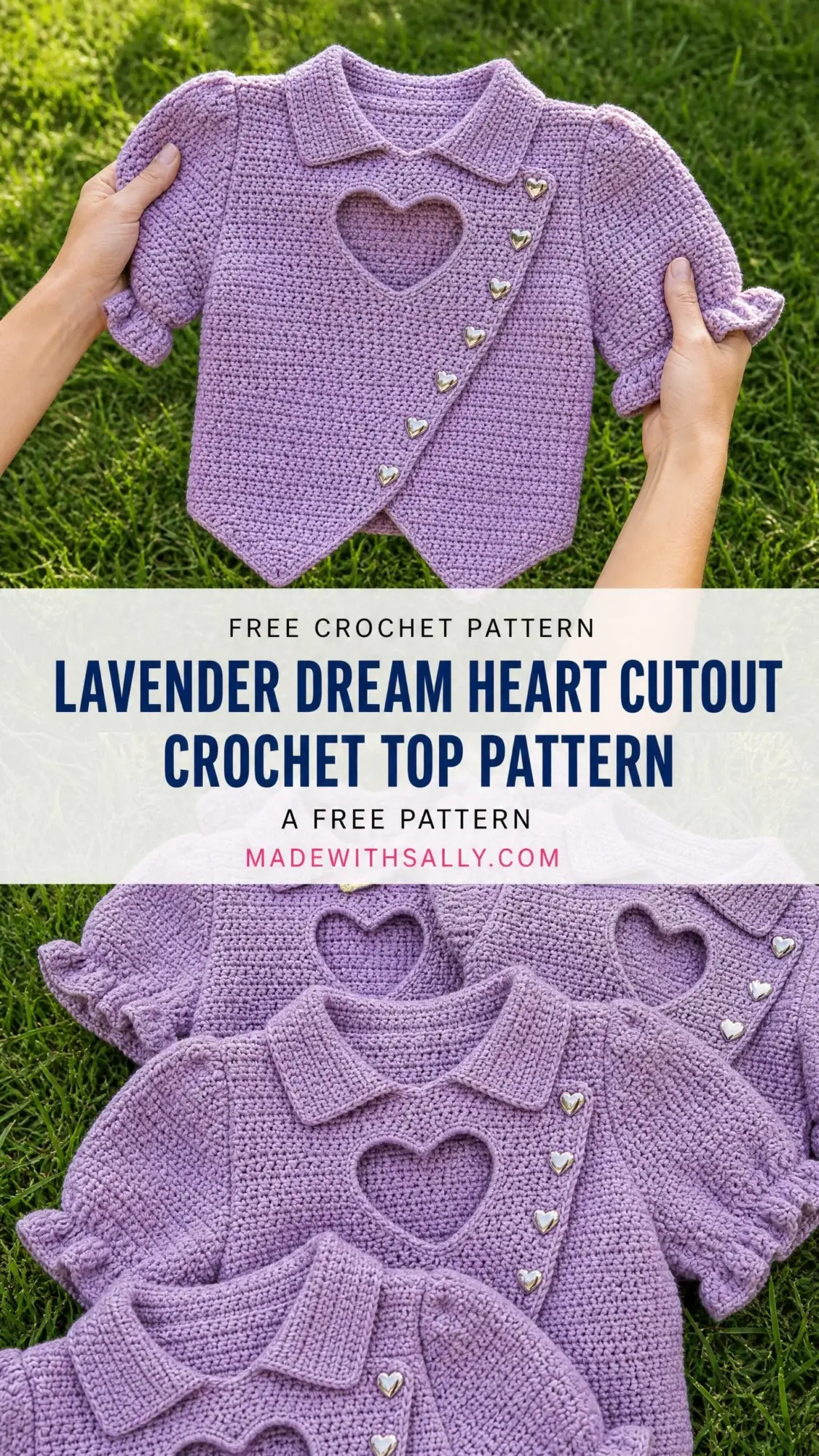 Lavender Dream Heart Cutout Crochet Top Pattern