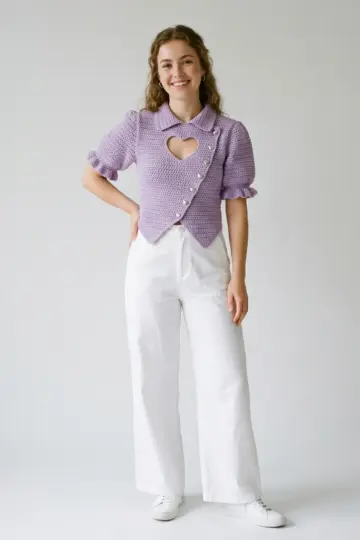 Lavender Dream Heart Cutout Crochet Top Pattern