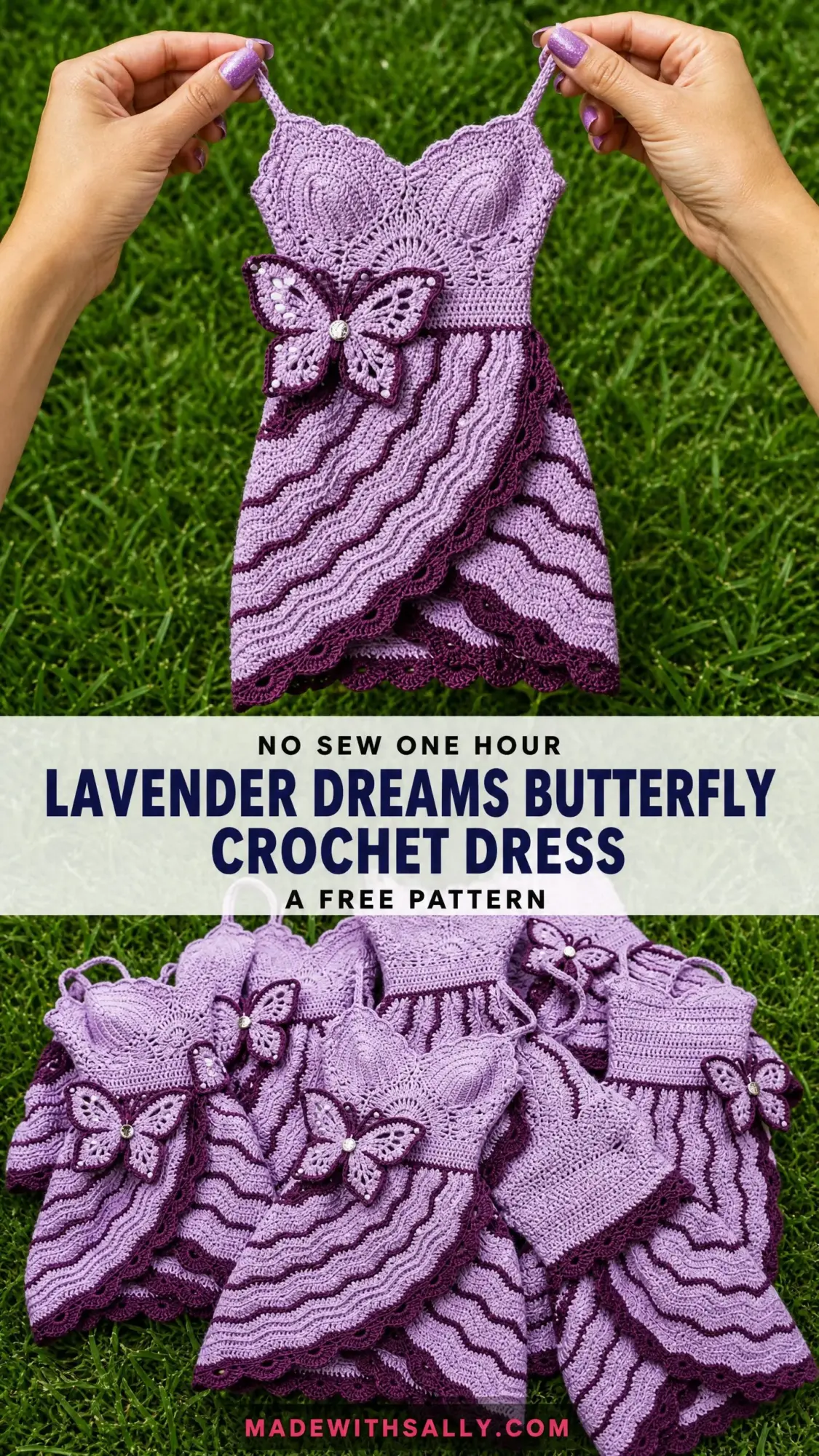 Lavender Dreams Butterfly Crochet Dress Free Pattern