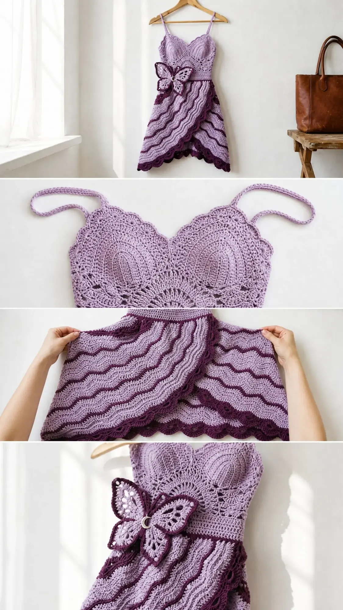 Lavender Dreams Butterfly Crochet Dress Free Pattern