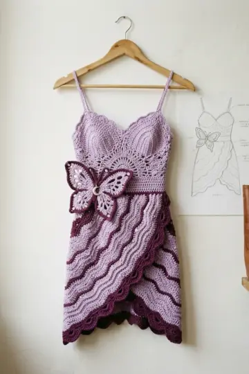 Lavender Dreams Butterfly Crochet Dress Free Pattern