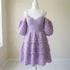 Lavender Fairy Tiered Puff Sleeve Dress Free Crochet Pattern