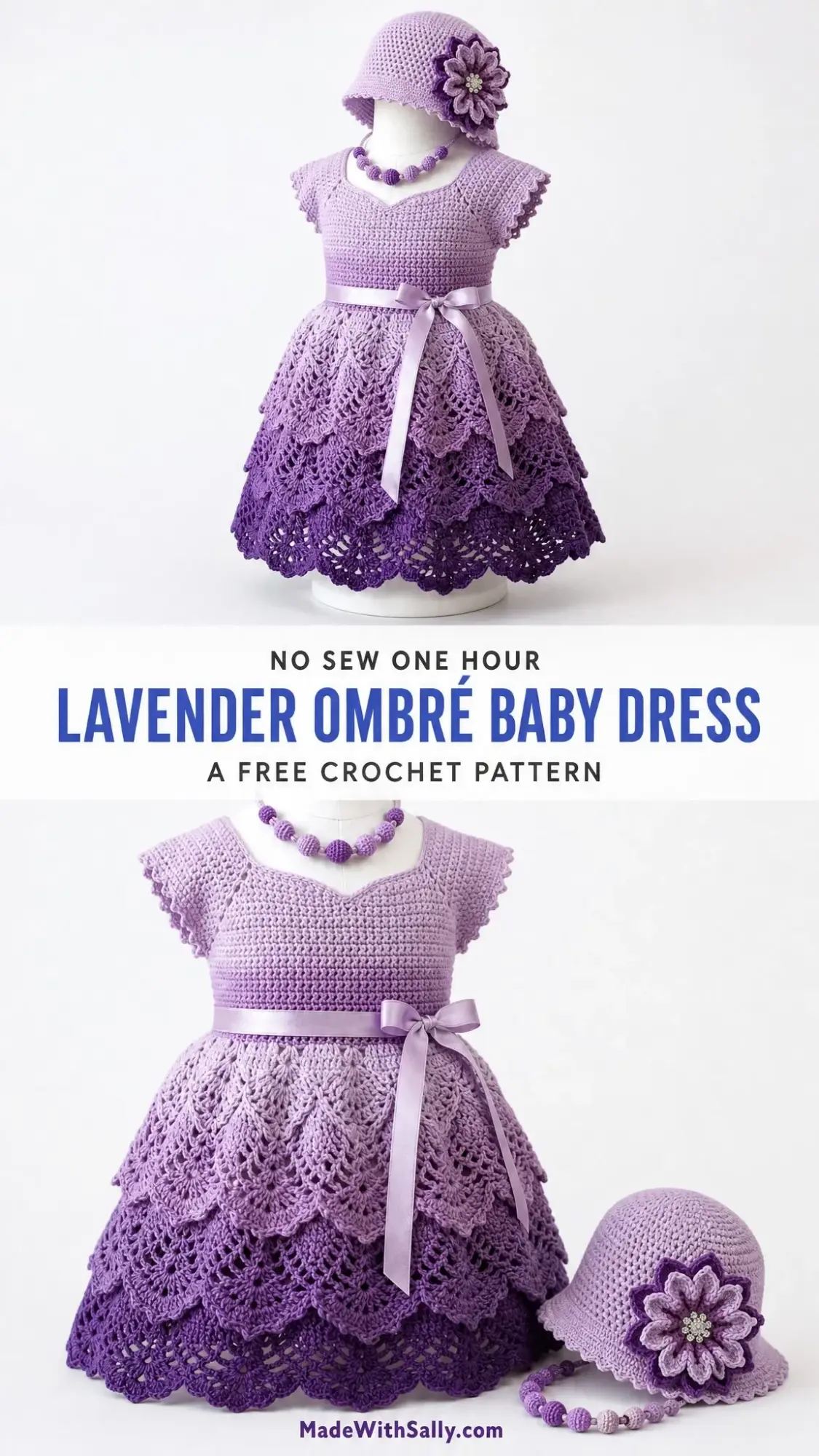 Lavender Ombré Baby Dress Free Crochet Pattern