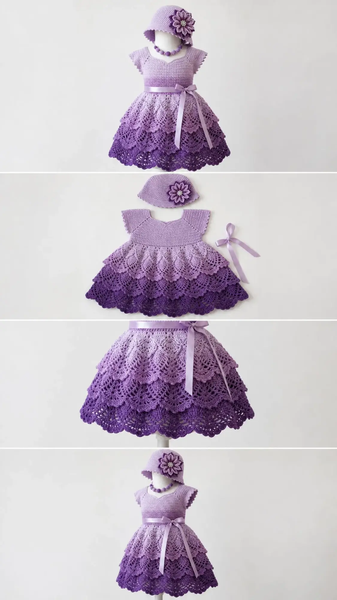 Lavender Ombré Baby Dress Free Crochet Pattern