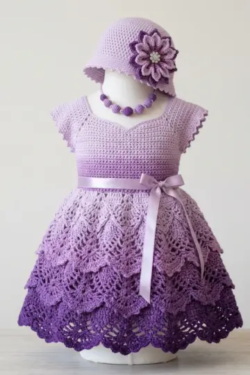 Lavender Ombré Baby Dress Free Crochet Pattern