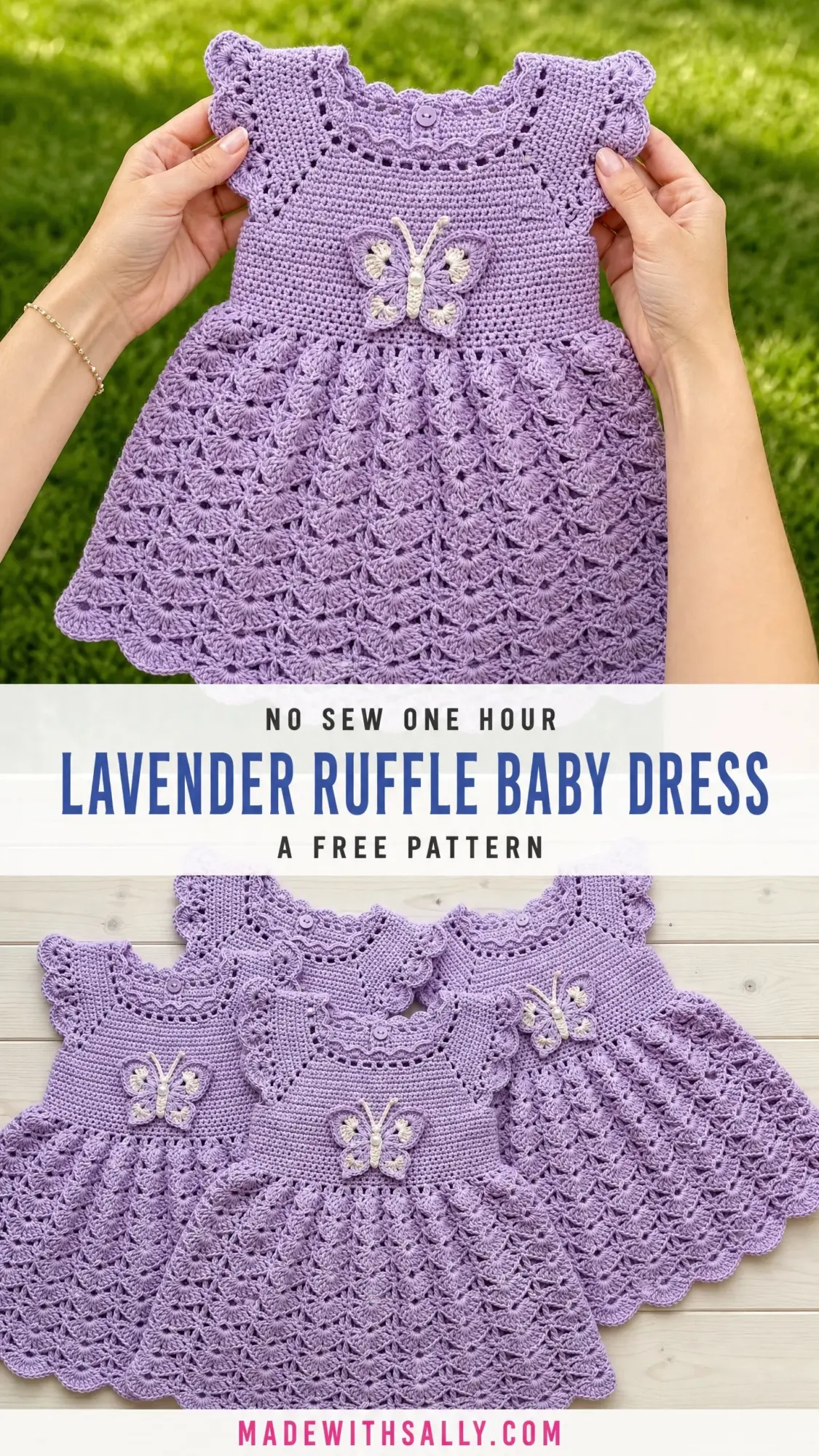 Lavender Ruffle Baby Dress Free Crochet Pattern