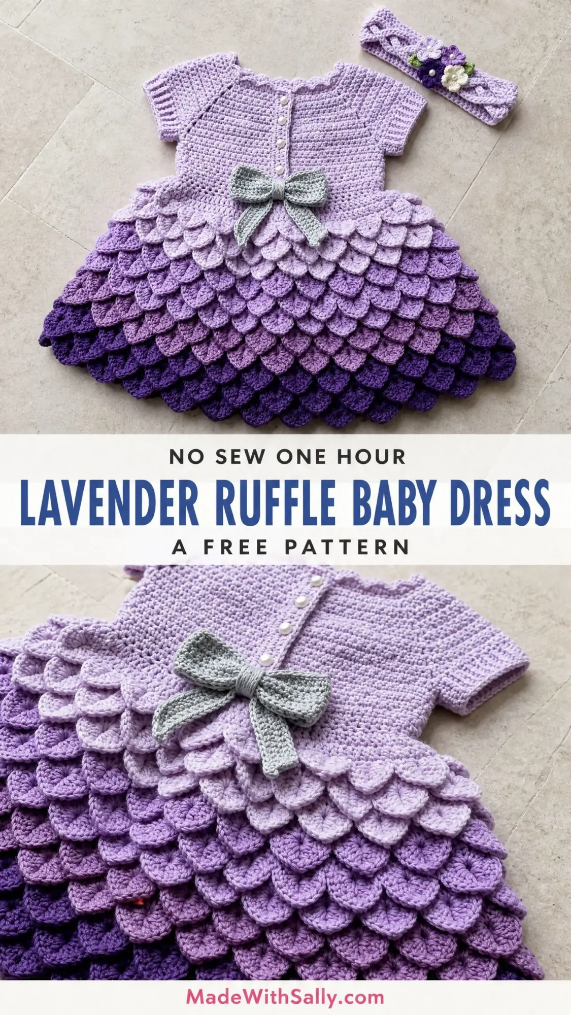 Lavender Ruffle Baby Dress Free Crochet Pattern