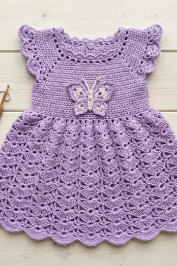 Lavender Ruffle Baby Dress Free Crochet Pattern