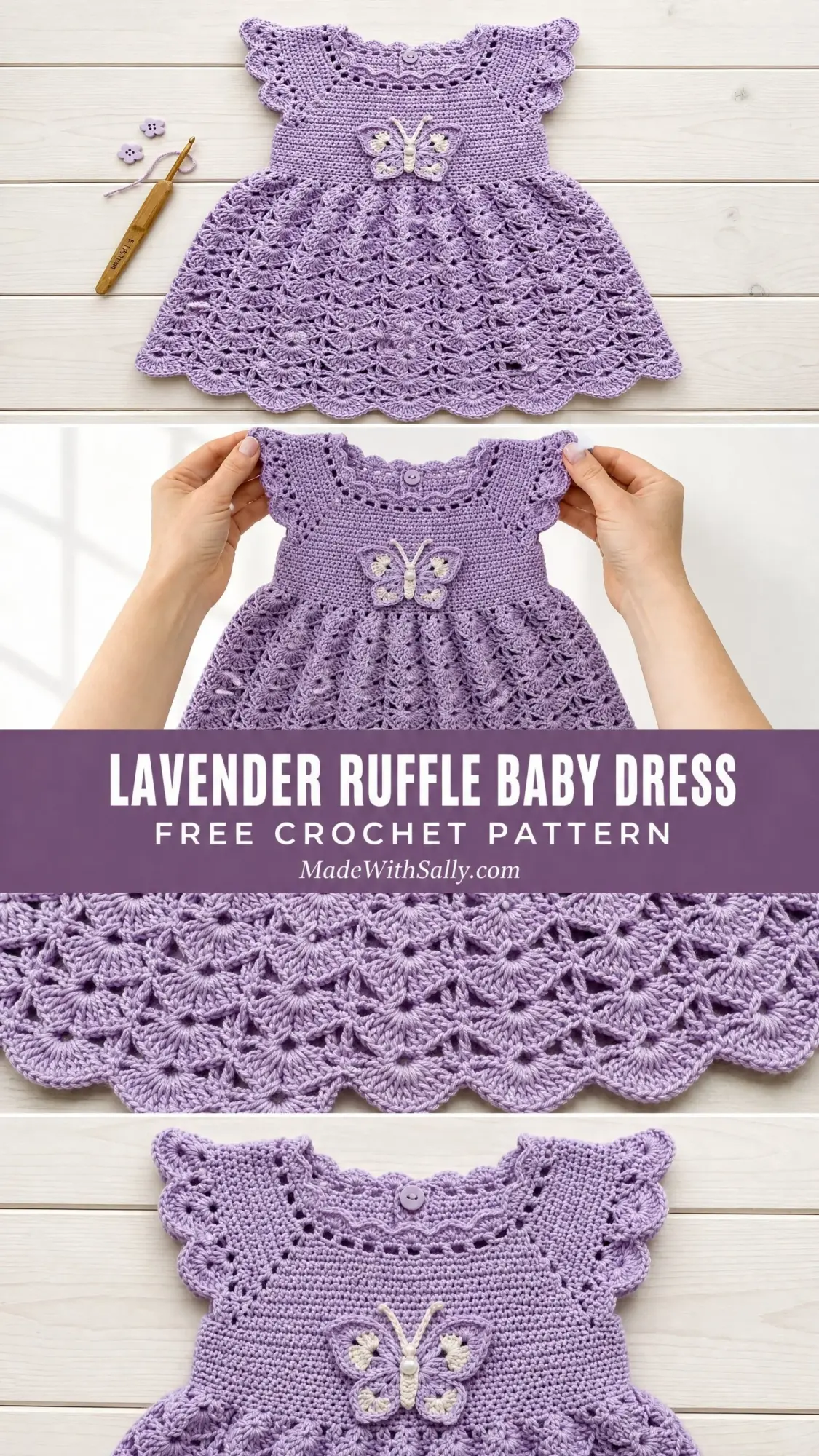 Lavender Ruffle Baby Dress Free Crochet Pattern