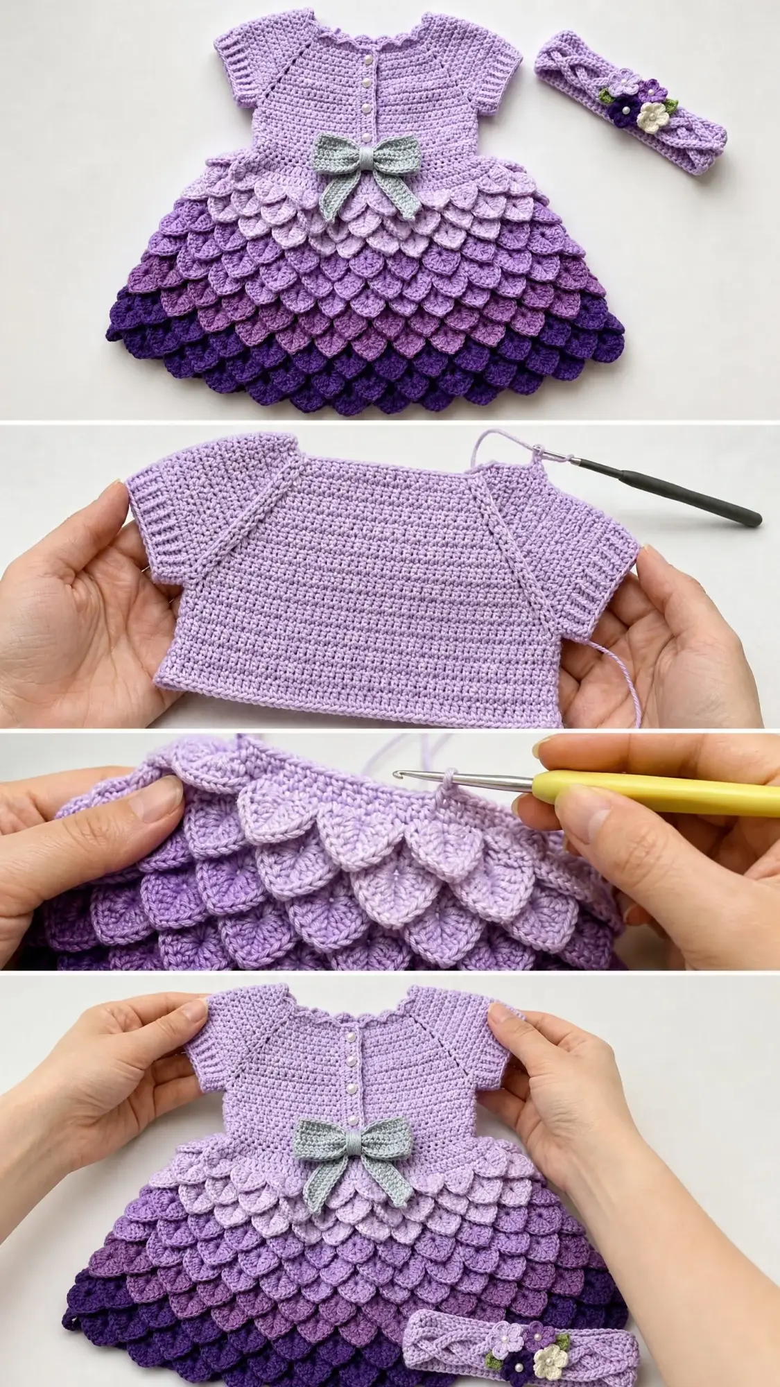 Lavender Ruffle Baby Dress Free Crochet Pattern