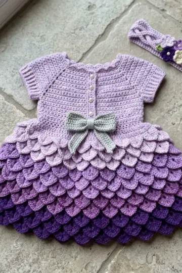 Lavender Ruffle Baby Dress Free Crochet Pattern