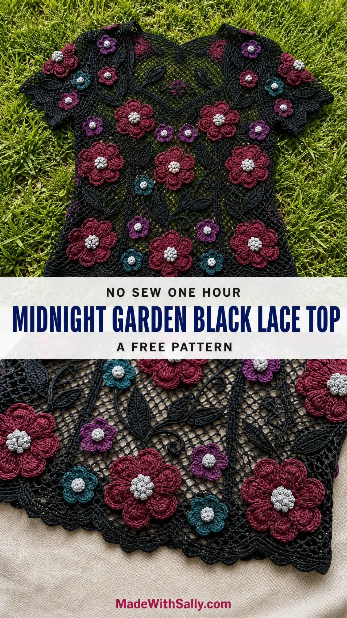 Midnight Garden Black Lace Top Free Crochet Pattern