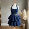 Navy Blue Elegant Peplum Dress Free Crochet Pattern