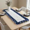 Navy Blue Ocean Wave Border Table Runner Free Crochet Pattern