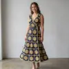 Navy and Gold Elegant Granny Square Dress Free Crochet Pattern