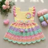 Pastel Rainbow Tiered Baby Dress Free Crochet Pattern