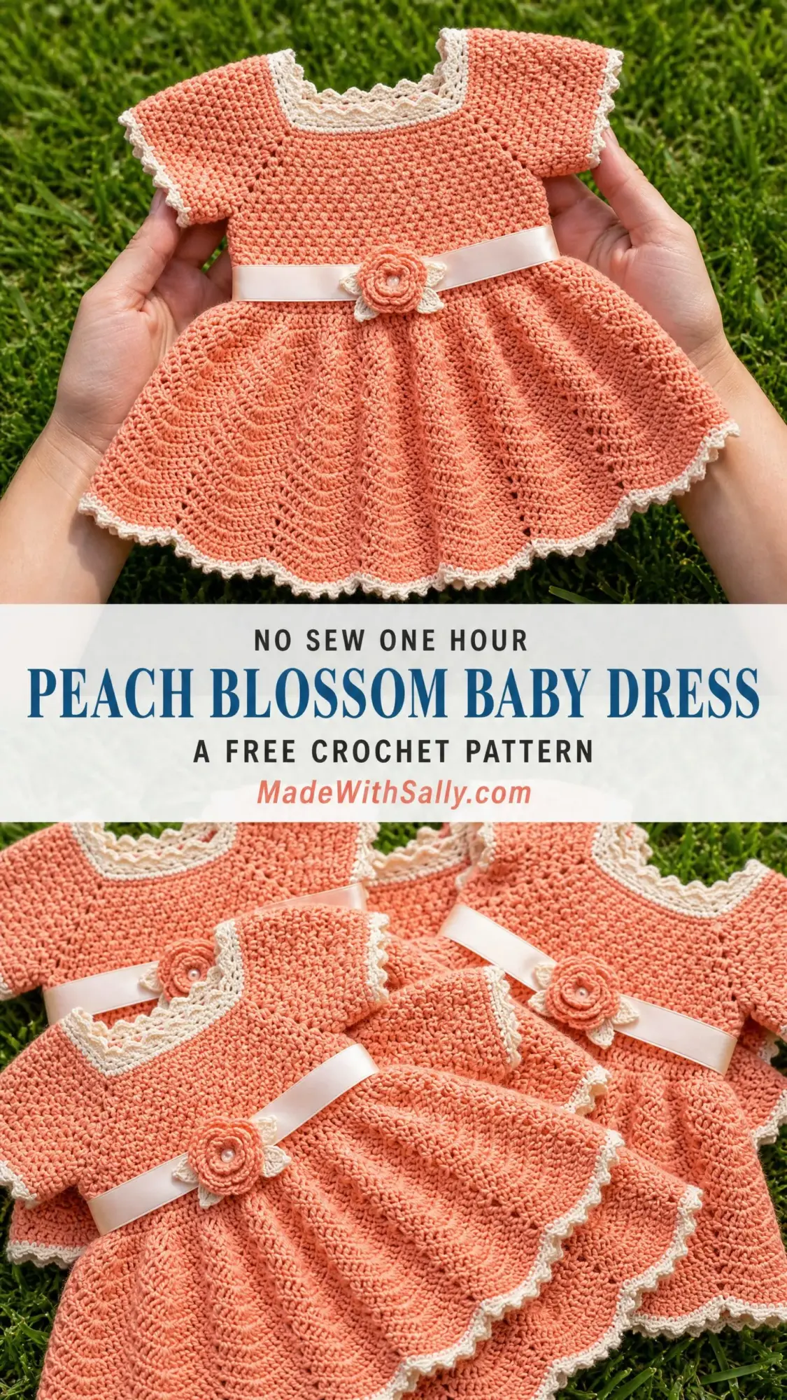 Peach Blossom Baby Dress Free Crochet Pattern