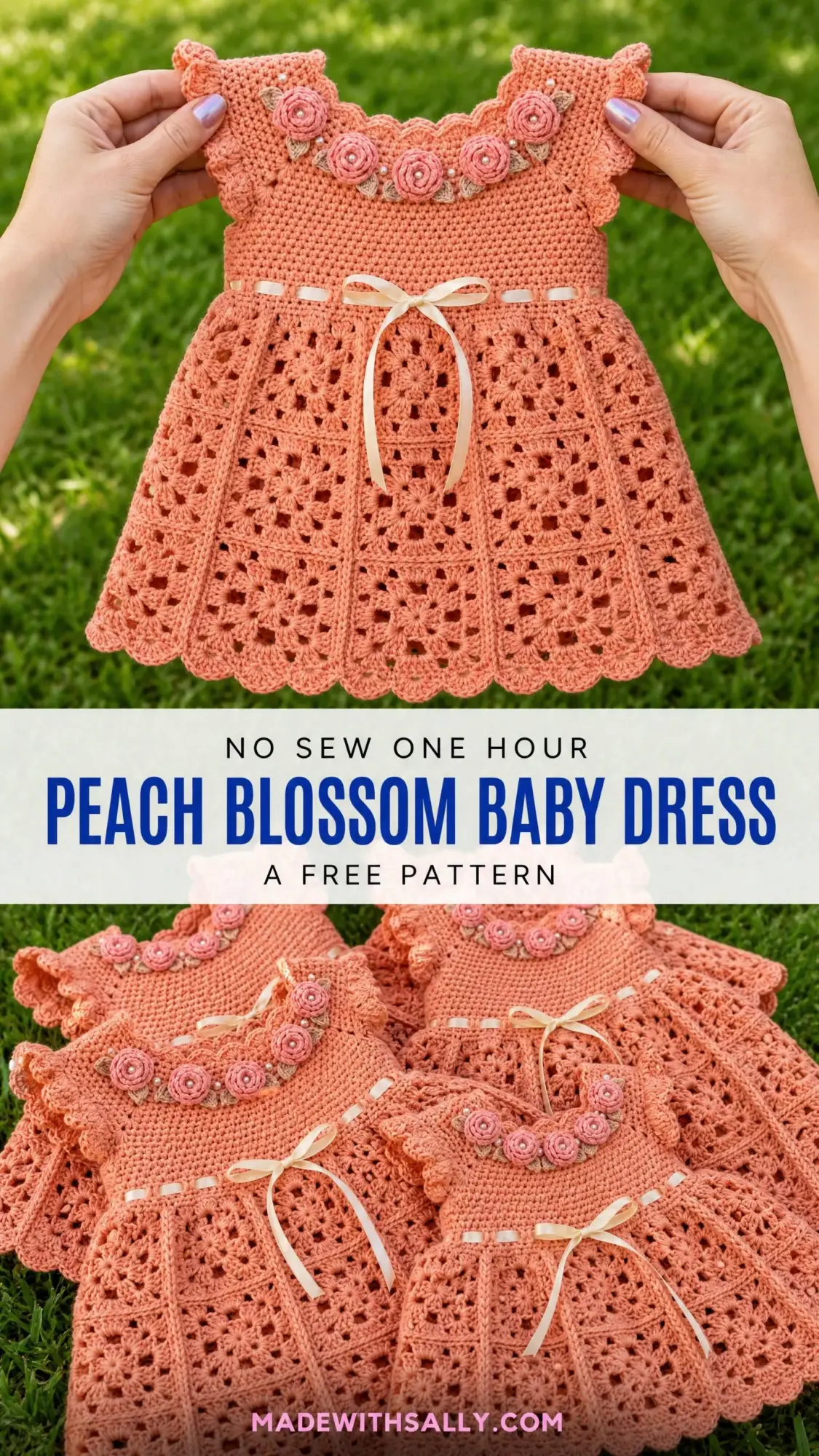 Peach Blossom Baby Dress Free Crochet Pattern