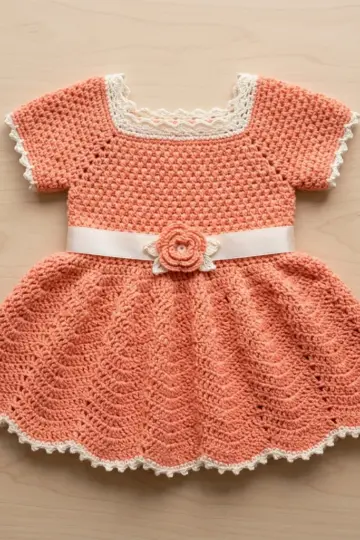 Peach Blossom Baby Dress Free Crochet Pattern