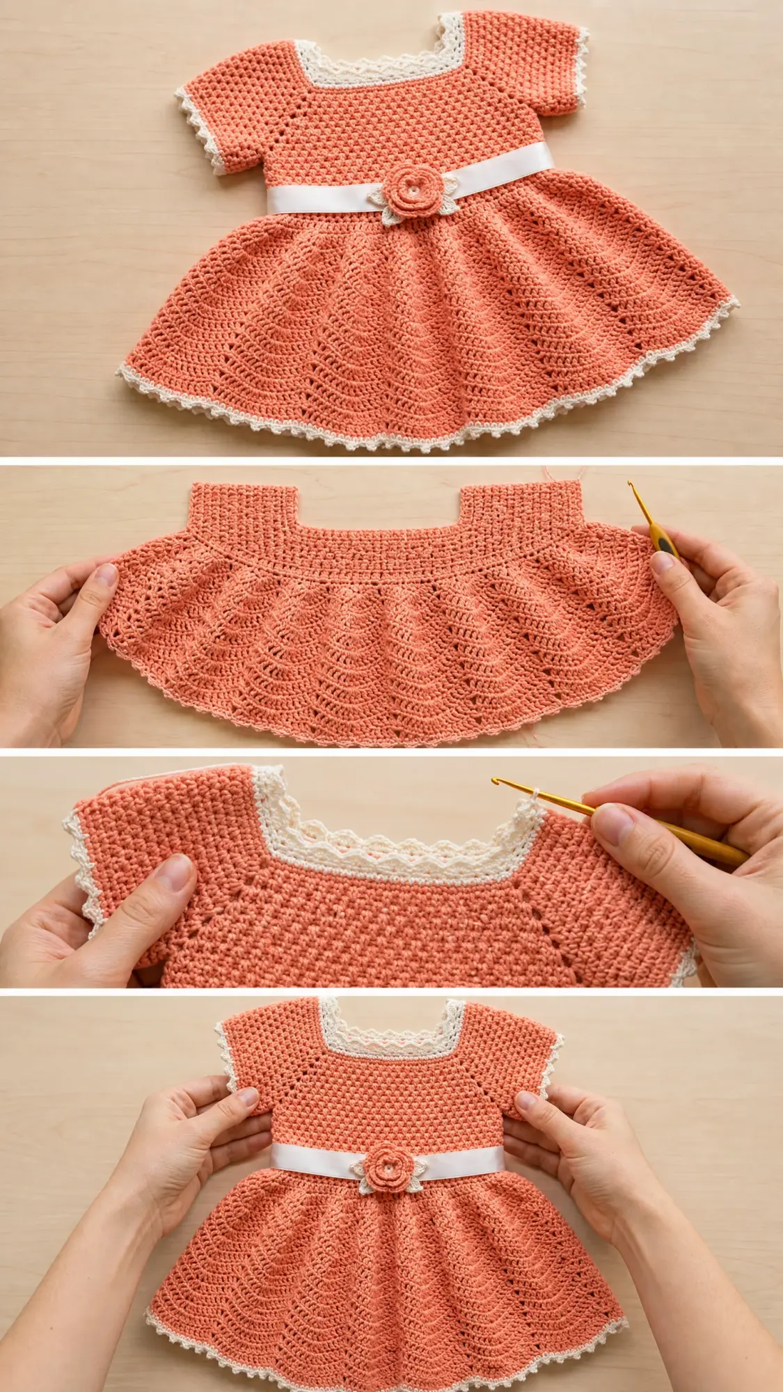 Peach Blossom Baby Dress Free Crochet Pattern