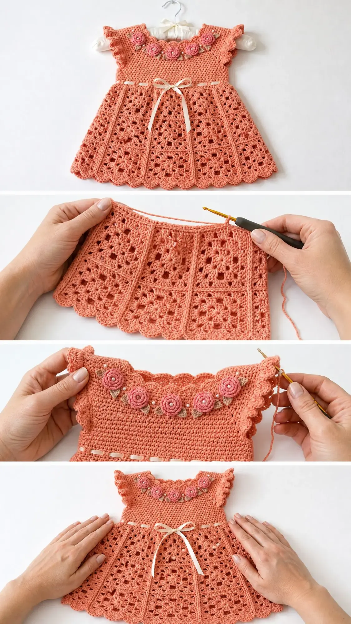 Peach Blossom Baby Dress Free Crochet Pattern