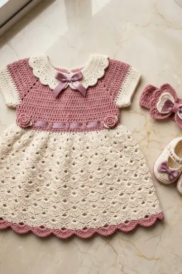Rose Garden Baby Dress Set Free Crochet Pattern