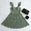 Sage Green Boho Crochet Lace Dress Free Pattern