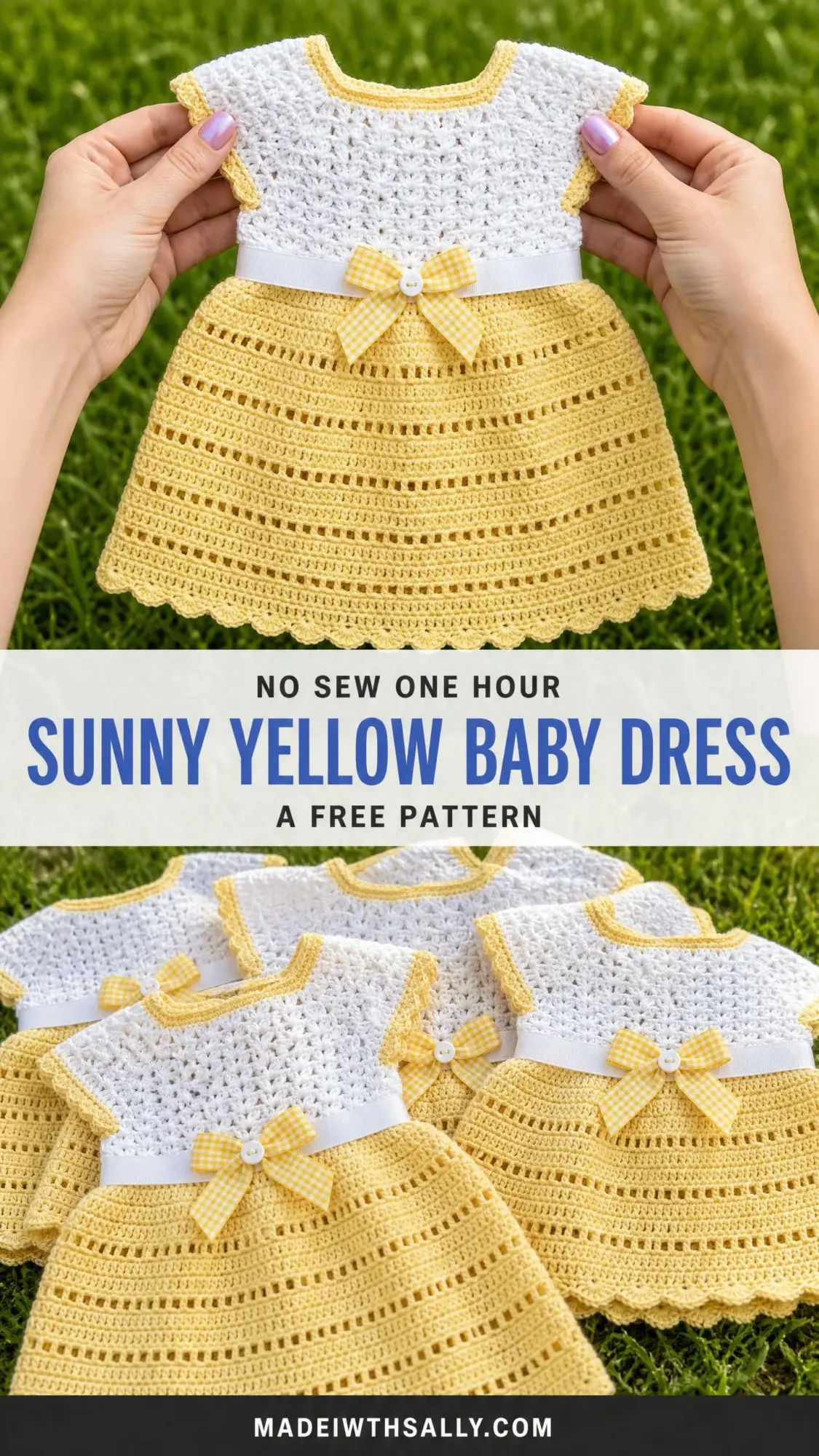 Sunny Yellow Baby Dress Free Crochet Pattern