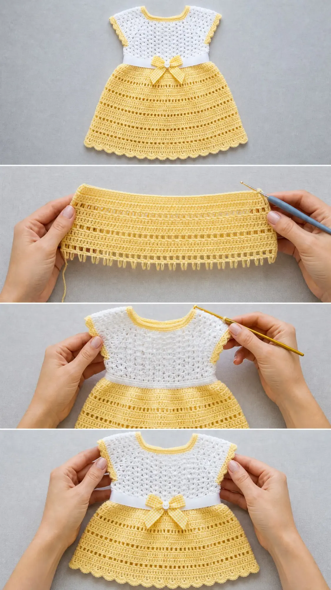 Sunny Yellow Baby Dress Free Crochet Pattern