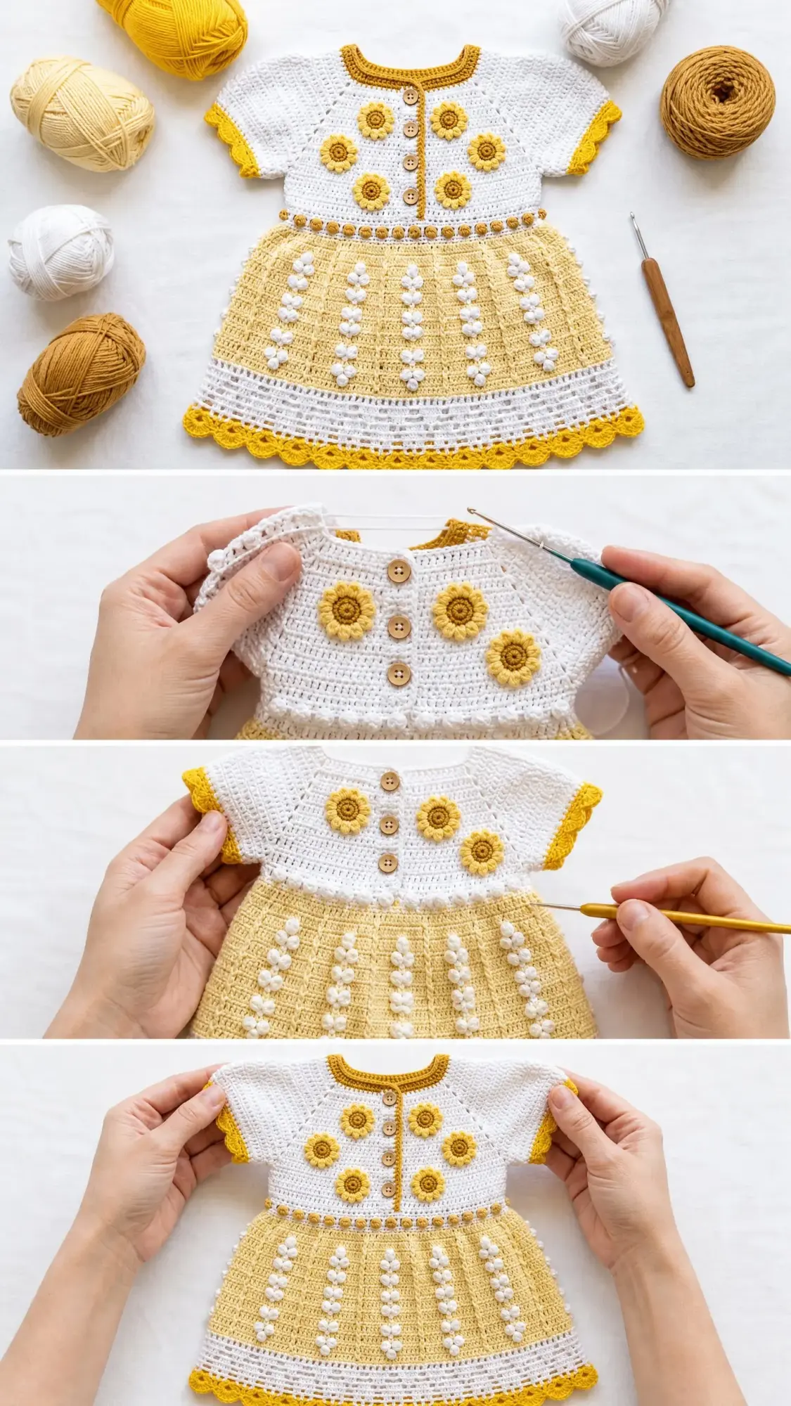 Sunshine Yellow Baby Dress Free Crochet Pattern