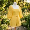 Sunshine Yellow Belted Playsuit Free Crochet Pattern