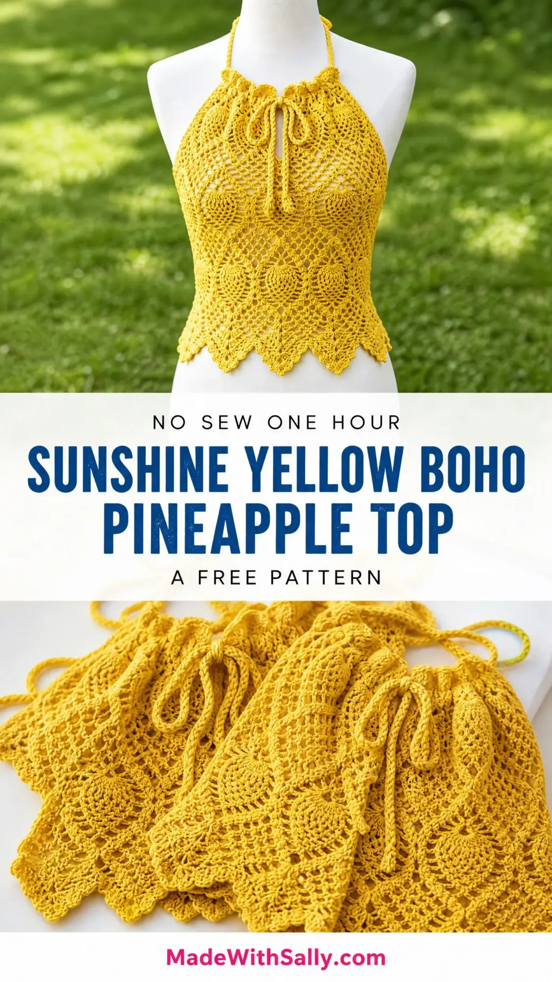 Sunshine Yellow Boho Pineapple Top Free Crochet Pattern